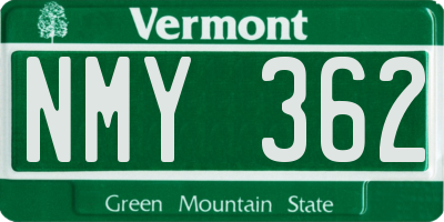 VT license plate NMY362