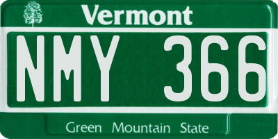 VT license plate NMY366