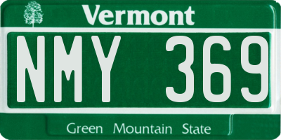 VT license plate NMY369