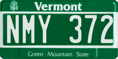 VT license plate NMY372