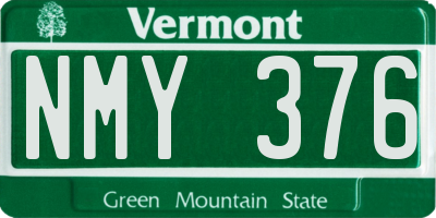 VT license plate NMY376