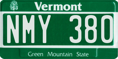 VT license plate NMY380