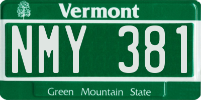 VT license plate NMY381