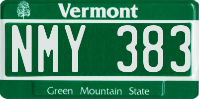VT license plate NMY383