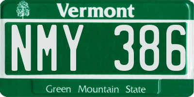VT license plate NMY386