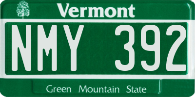 VT license plate NMY392