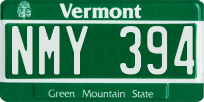 VT license plate NMY394
