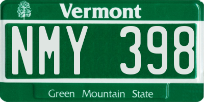 VT license plate NMY398