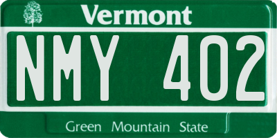 VT license plate NMY402