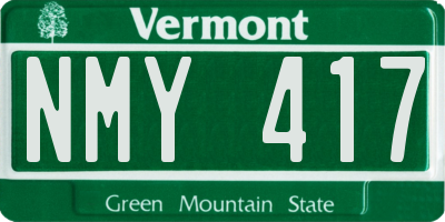 VT license plate NMY417