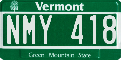VT license plate NMY418