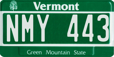 VT license plate NMY443