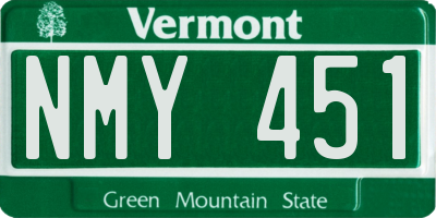 VT license plate NMY451