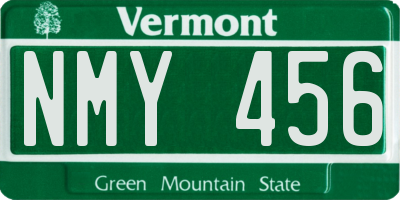 VT license plate NMY456