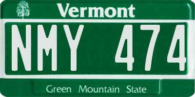 VT license plate NMY474