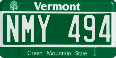 VT license plate NMY494