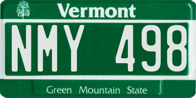 VT license plate NMY498