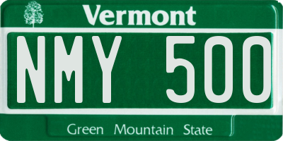 VT license plate NMY500