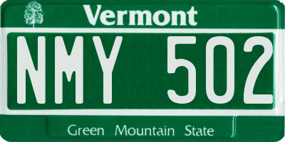 VT license plate NMY502