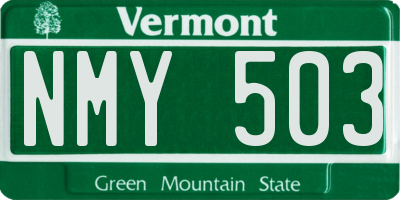VT license plate NMY503