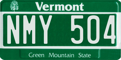 VT license plate NMY504
