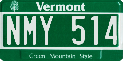 VT license plate NMY514