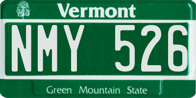 VT license plate NMY526