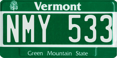 VT license plate NMY533