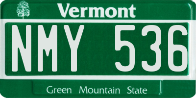 VT license plate NMY536