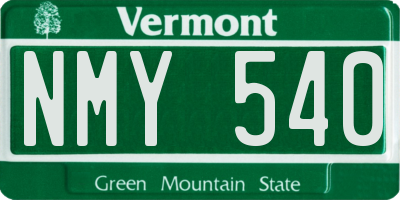 VT license plate NMY540