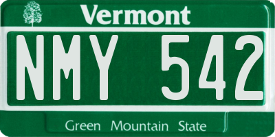VT license plate NMY542