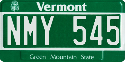 VT license plate NMY545