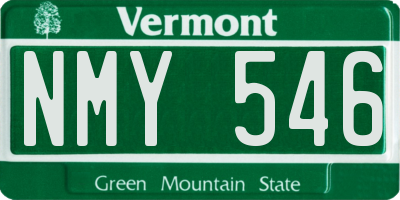 VT license plate NMY546