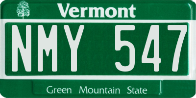 VT license plate NMY547