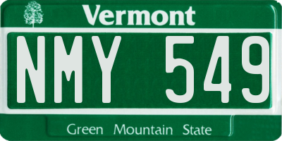 VT license plate NMY549