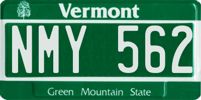 VT license plate NMY562