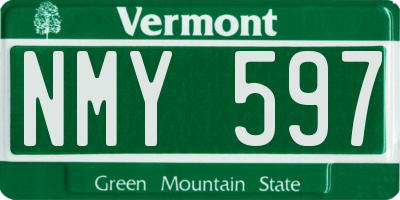 VT license plate NMY597
