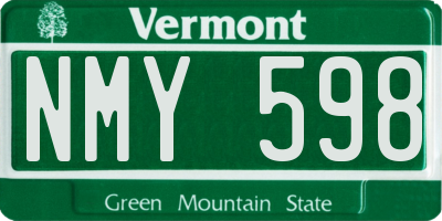 VT license plate NMY598