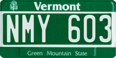 VT license plate NMY603