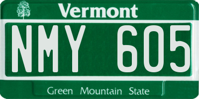 VT license plate NMY605