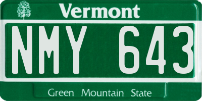 VT license plate NMY643