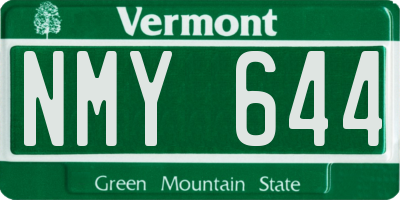VT license plate NMY644