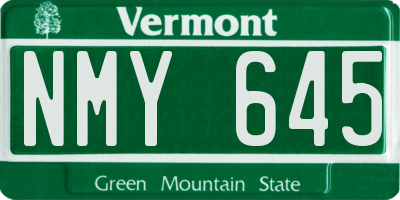 VT license plate NMY645