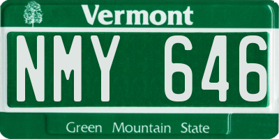 VT license plate NMY646