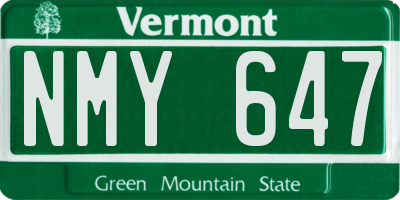 VT license plate NMY647
