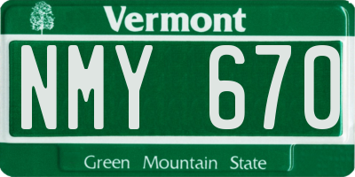 VT license plate NMY670