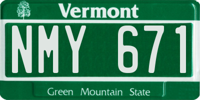 VT license plate NMY671
