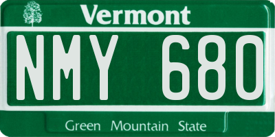 VT license plate NMY680