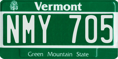 VT license plate NMY705