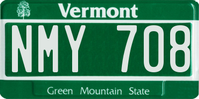 VT license plate NMY708